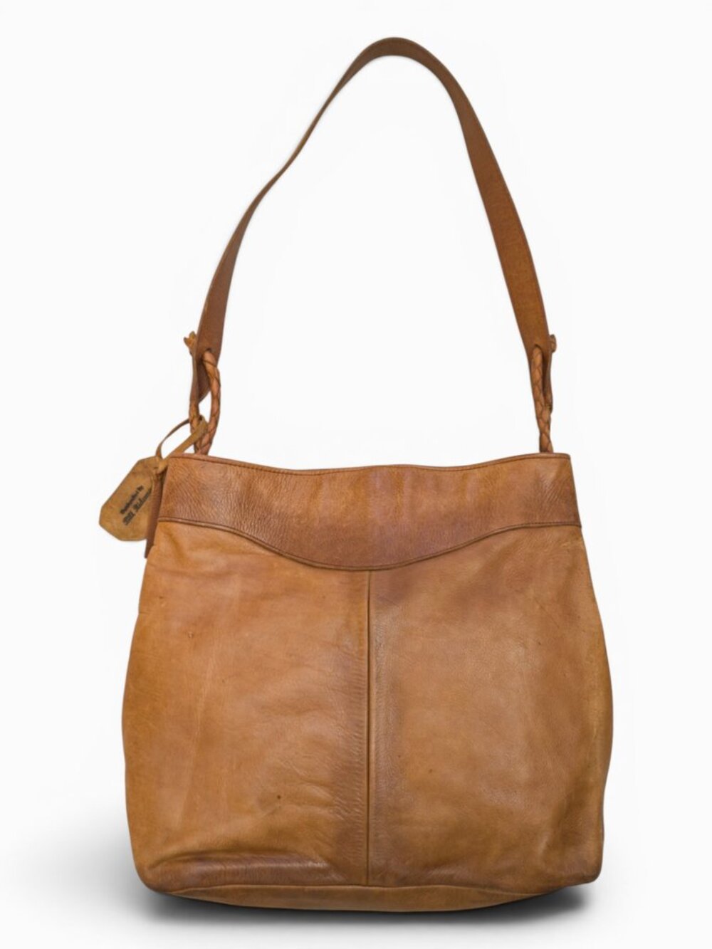 Handcrafted Bill Ridenour Brown Leather Hobo Bag – Braided Strap